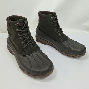 Sperry Top-Sider Duck Avenue Boots Wool Rubber Lace Up Brown Olive Mens 11